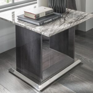 Side Table - High Gloss Base & Marble Top - Contemporary - Dominican Collection