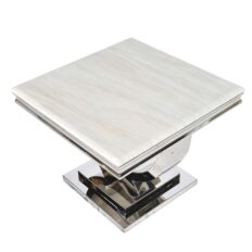 Lamp Table - Polished Chrome Base - Cream Marble Top