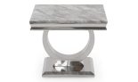 Lamp Table - Chrome Based Marble Top Side Table - Grey Marble