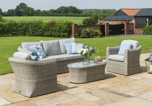 5 Seat Garden Set - 2 Chairs - 3 Seat Sofa - Coffee Table - Grey Polyweave