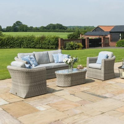 5 Seat Garden Set - 2 Chairs - 3 Seat Sofa - Coffee Table - Grey Polyweave