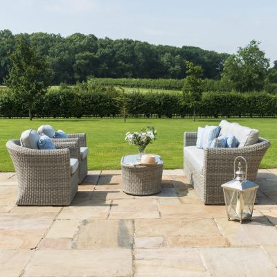 5 Seat Garden Set – 2 Chairs – 3 Seat Sofa – Coffee Table – Grey Polyweave