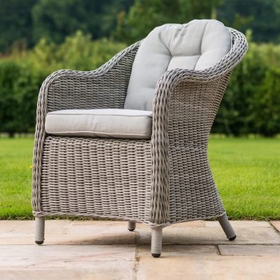 4 Seat Round Garden Table Set – Brolly & Base – Grey Poly-Rattan