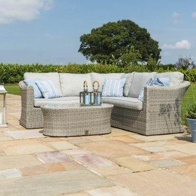 5 Piece Corner Sofa Set – Coffee Table – Small – Grey Poly Rattan