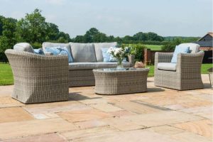5 Seat Garden Sofa Set - 2 Chairs - Coffee Table - Grey Polyweave