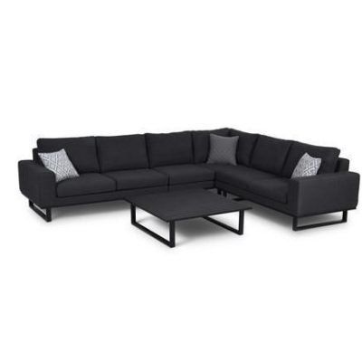All Weather Garden Fabric Corner Sofa Group - Coffee Table - Charcoal