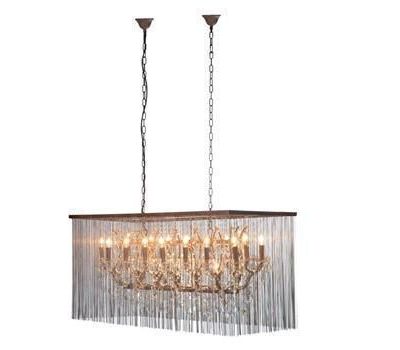 Chandelier - 21 Light - Cut Crystal & Chain Mail Design - Oblong