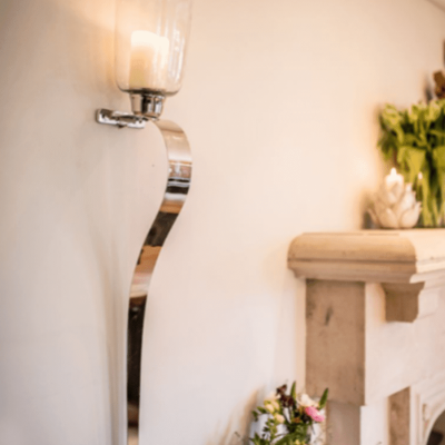 Wall Sconce - Chrome Curved Design - Glass Holder - Set Of 2 - Large