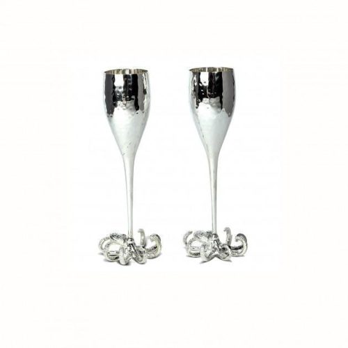 Champagne Flutes - 2 Octopus Design Champagne Flutes - Culinary Concepts