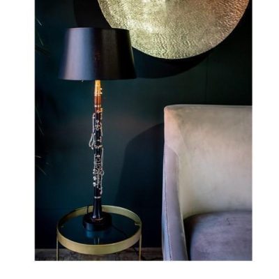 Table Lamp - 'Armstrong' Original Clarinet - Black Gold Inlaid Shade