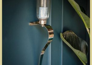 Wall Sconce – Chrome Curved Design – Glass Holder – Set Of 2 - Small