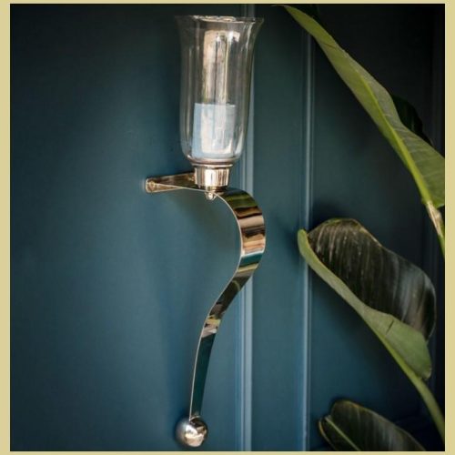 Wall Sconce – Chrome Curved Design – Glass Holder – Set Of 2 - Small