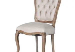 Dining Chair - Reclaimed Carved Oak - Deep Buttoned Linen Fabric
