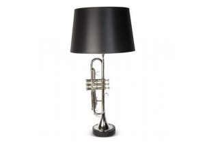 Trumpet Table Lamp - 'Louis' Original Trumpet - Black & Gold Inlaid Shade