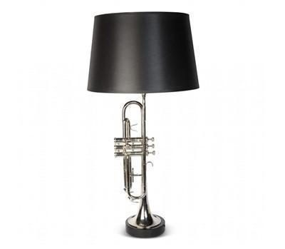 Trumpet Table Lamp - 'Louis' Original Trumpet - Black & Gold Inlaid Shade