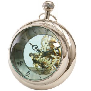 Mantel Clock - Round Bulbous Glass Design - Polished Chrome