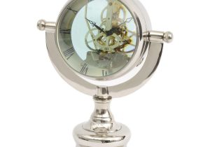 Mantel Clock - Round Bulbous Glass Design - Polished Chrome