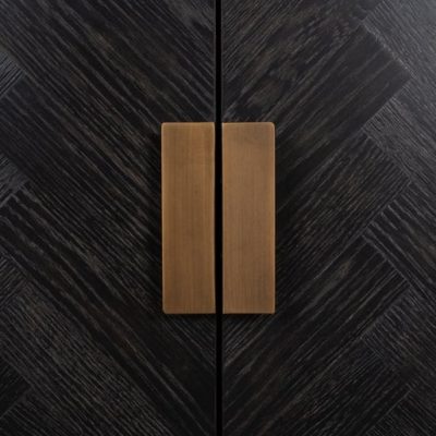 Long TV Sideboard – Brass & Black Ash Herringbone Finish – 4 door – Blackbone Range