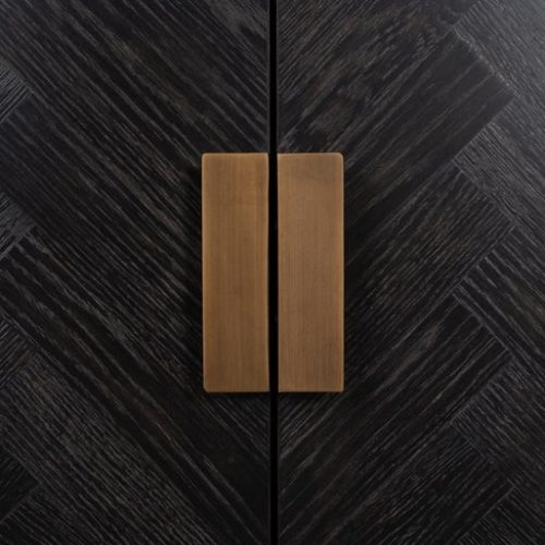 Long TV Sideboard – Brass & Black Ash Herringbone Finish – 4 door – Blackbone Range