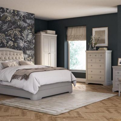 6ft Super King Size Bed – Deep Buttoned – Taupe – Isabel Bedroom Range