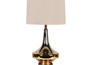 Table Lamp - Amber Based Glass Finish - Round Beige Shade