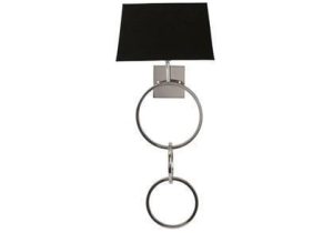 Wall Light - Chrome Double Ring Design - Black Shade