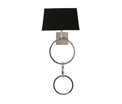 Wall Light - Chrome Double Ring Design - Black Shade