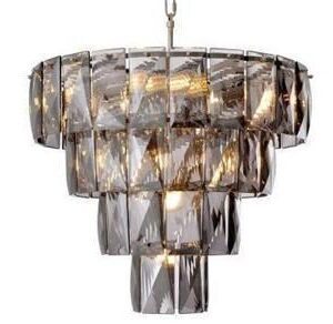 Chandelier - 14 Light - 4 Tiered - Cut Smoked Crystal - Chrome Surround