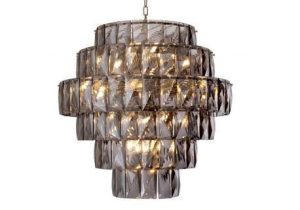 Chandelier - 26 Light - 6 Tiered Cut Smoked Crystal - Chrome - Large
