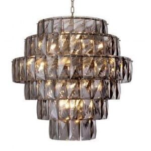 Chandelier - 26 Light - 6 Tiered Cut Smoked Crystal - Chrome - Large