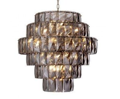 Chandelier - 26 Light - 6 Tiered Cut Smoked Crystal - Chrome - Large