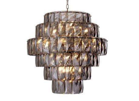 Chandelier - 26 Light - 6 Tiered Cut Smoked Crystal - Chrome - Large