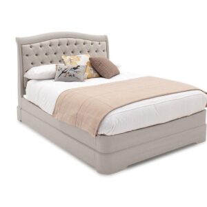 6ft Super King Size Bed - Deep Buttoned - Taupe - Isabel Bedroom Range