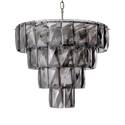 Chandelier – 14 Light – 4 Tiered – Cut Smoked Crystal – Chrome – Small