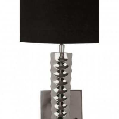 Wall Light – Twisted Highly Polished Chrome Design – Black Shade