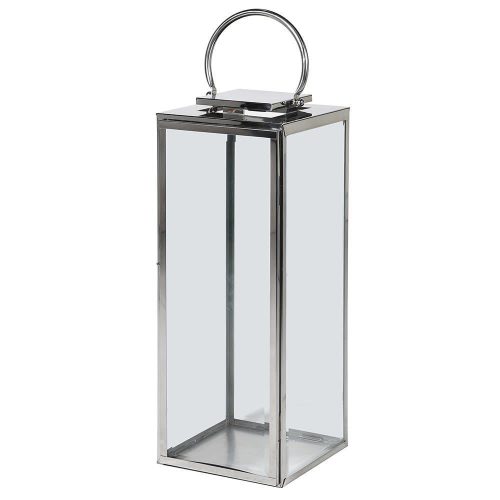 Large Steel Floor Standing Square Hurricane Lantern - Glass Sides