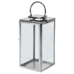 Small Steel Floor Standing Hurricane Lantern - Glass Sides