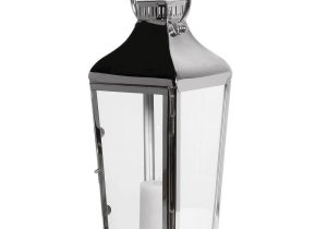 Small Floor Standing Hurricane Lantern - Glass Sides Chrome Finish