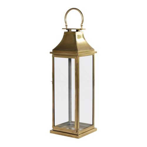 Hurricane Lantern - Large Antique Brass Floor Standing Hurricane Lantern