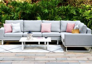 Large All Weather Garden Fabric Corner Sofa Group - Coffee Table - LEAD CHINE