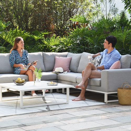 Large All Weather Garden Fabric Corner Sofa Group - Coffee Table - LEAD CHINE