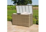 Garden Storage Box - Large Watertight Storage Box - Light Brown Poly Rattan