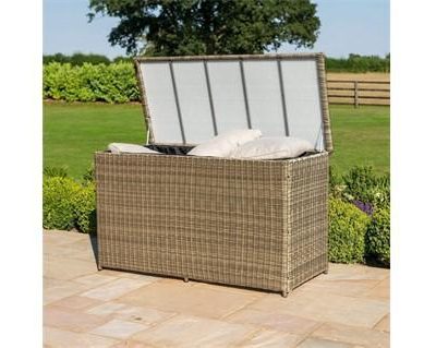 Garden Storage Box - Large Watertight Storage Box - Light Brown Poly Rattan