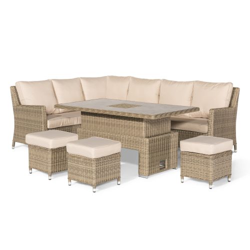 Corner Sofa Dining Set - Rising Dining Table - Natural Weave