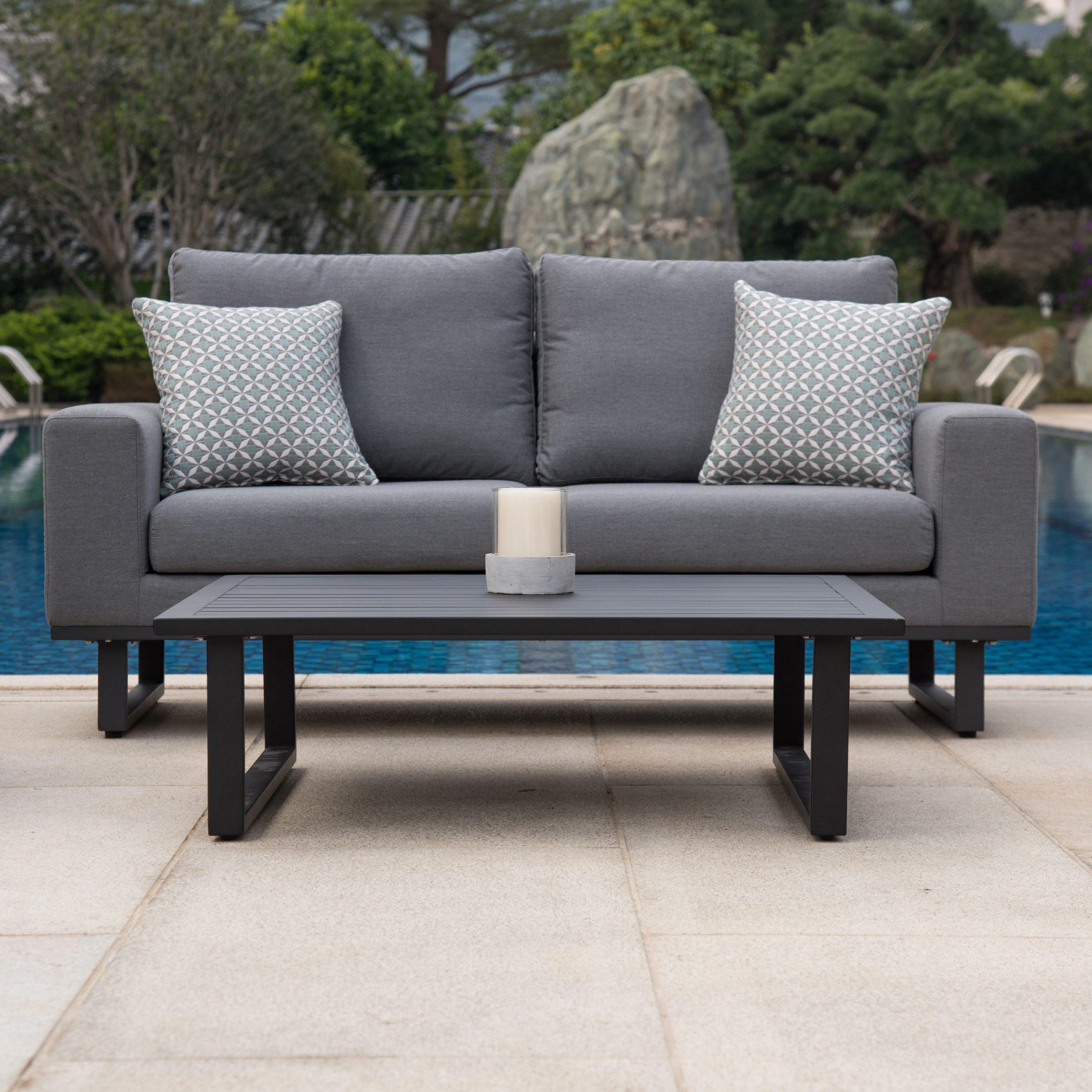 Sofa & Chair Set - Coffee Table - All Weather Garden Fabric - GREY