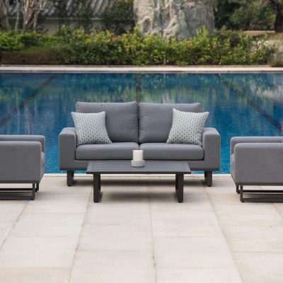 4 Seater Garden Sofa Set – Coffee Table – All Weather Fabric – GREY