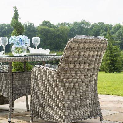 4 Seat Round Garden Table Set – Venice Chairs – Brolly & Base – Grey Polyrattan