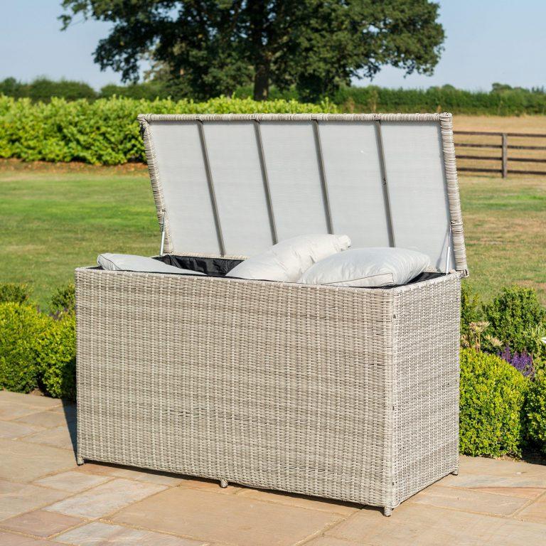 Garden Storage Box Large Waterproof Lined Grey Poly Rattan