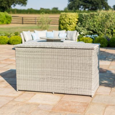 Garden Storage Box – Large Waterproof Lined – Grey Poly Rattan