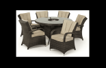 6 Seat Round Dining Set - Central Ice Bucket - Umbrella - Brown Polyweave